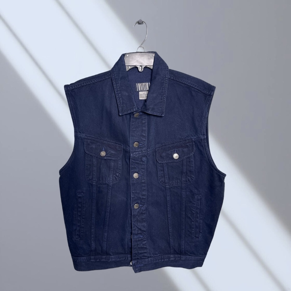 Indigo Blue Vest with Classic Collar and Casual Style